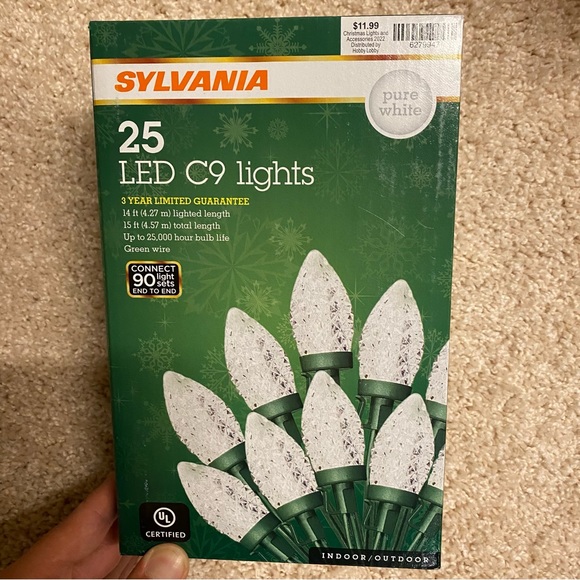25 LED C9 Clear Christmas Lights - Picture 1 of 4